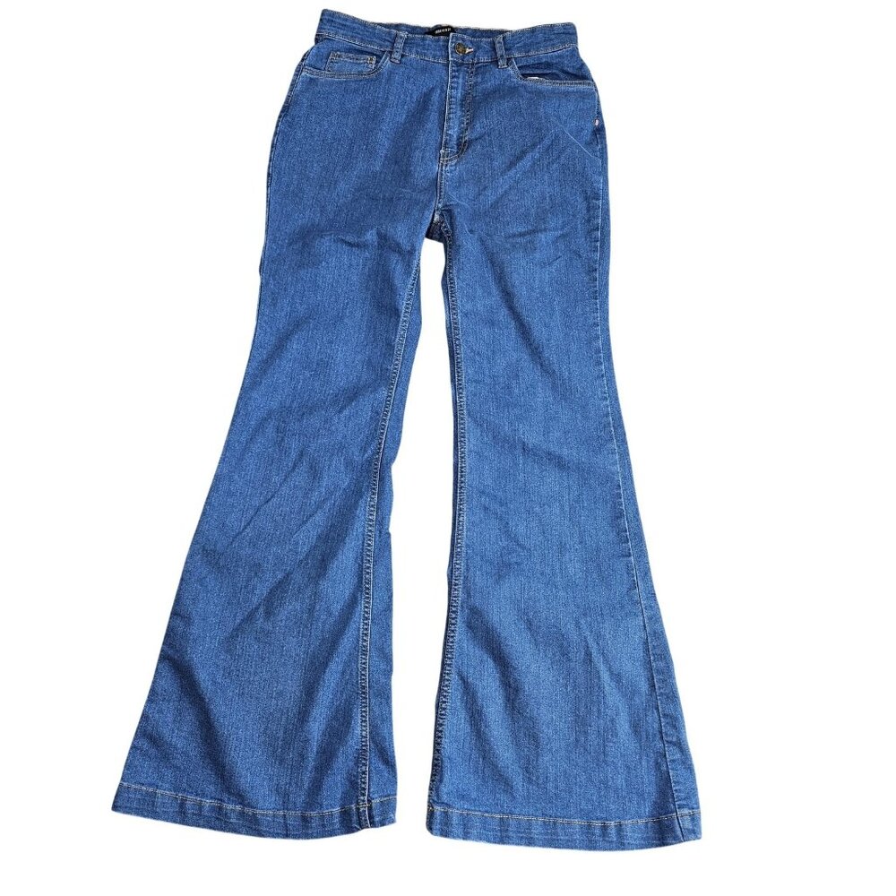 Forever 21 Flare Jeans Womens 29 Medium Blue High Rise Rainbow Stretch Denim